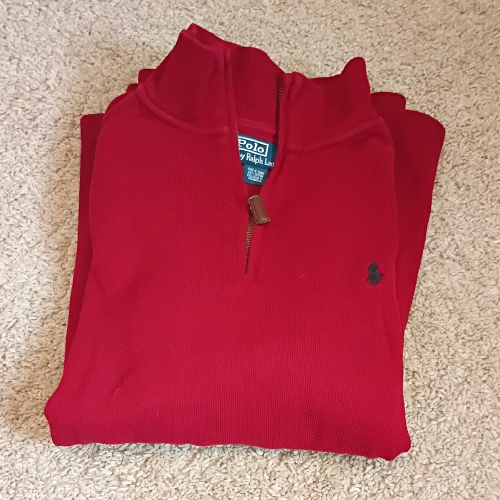 Polo by Ralph Lauren Men's Crimson Half-Zip Sweatshirt